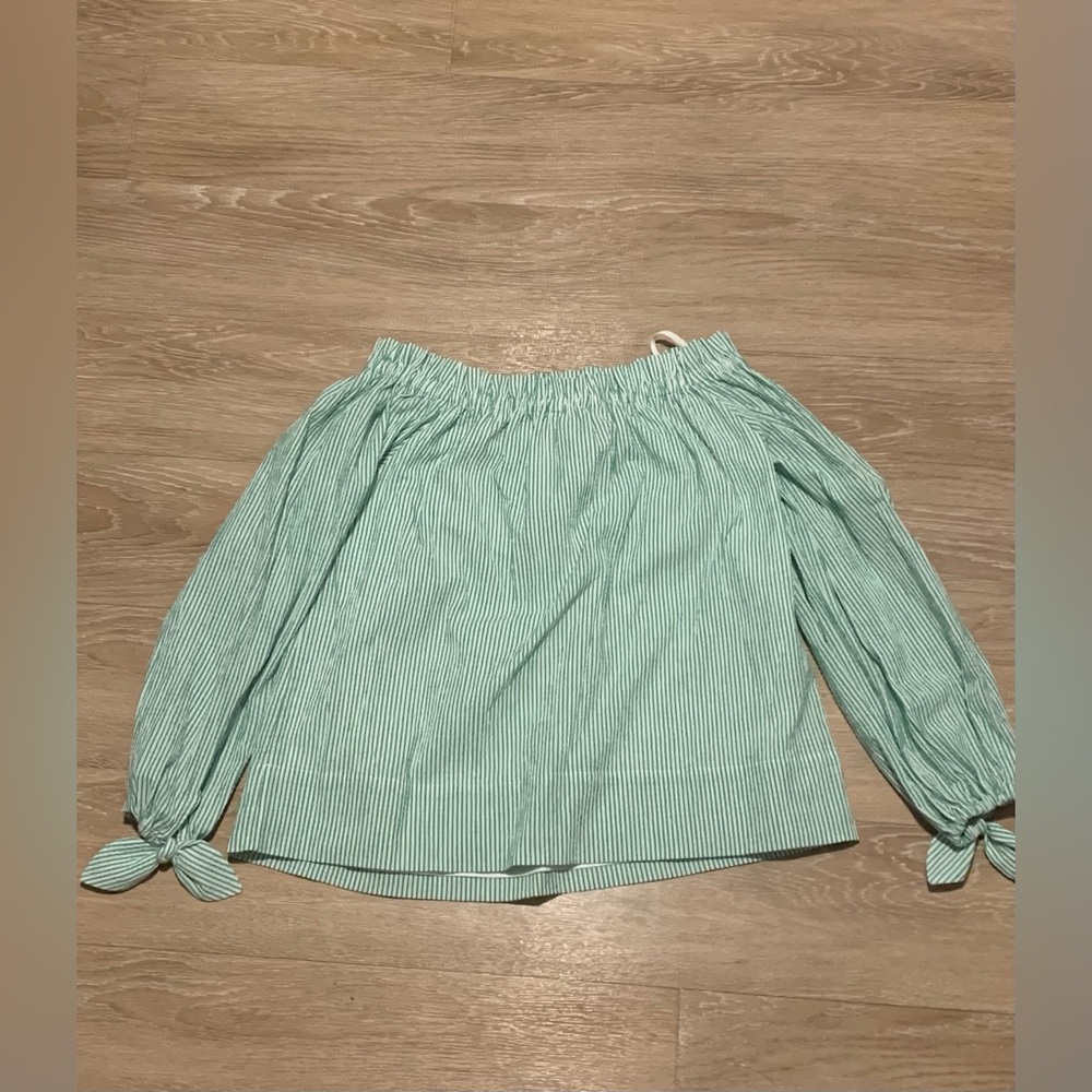 Lilly Pulitzer Mint & White Striped Blouse Size S - Picture 2 of 3